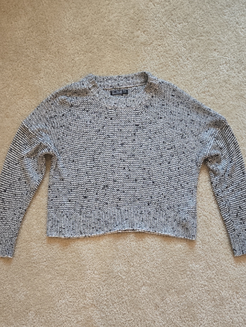 Cotton On Black & White Marled Cropped Crewneck Sweater